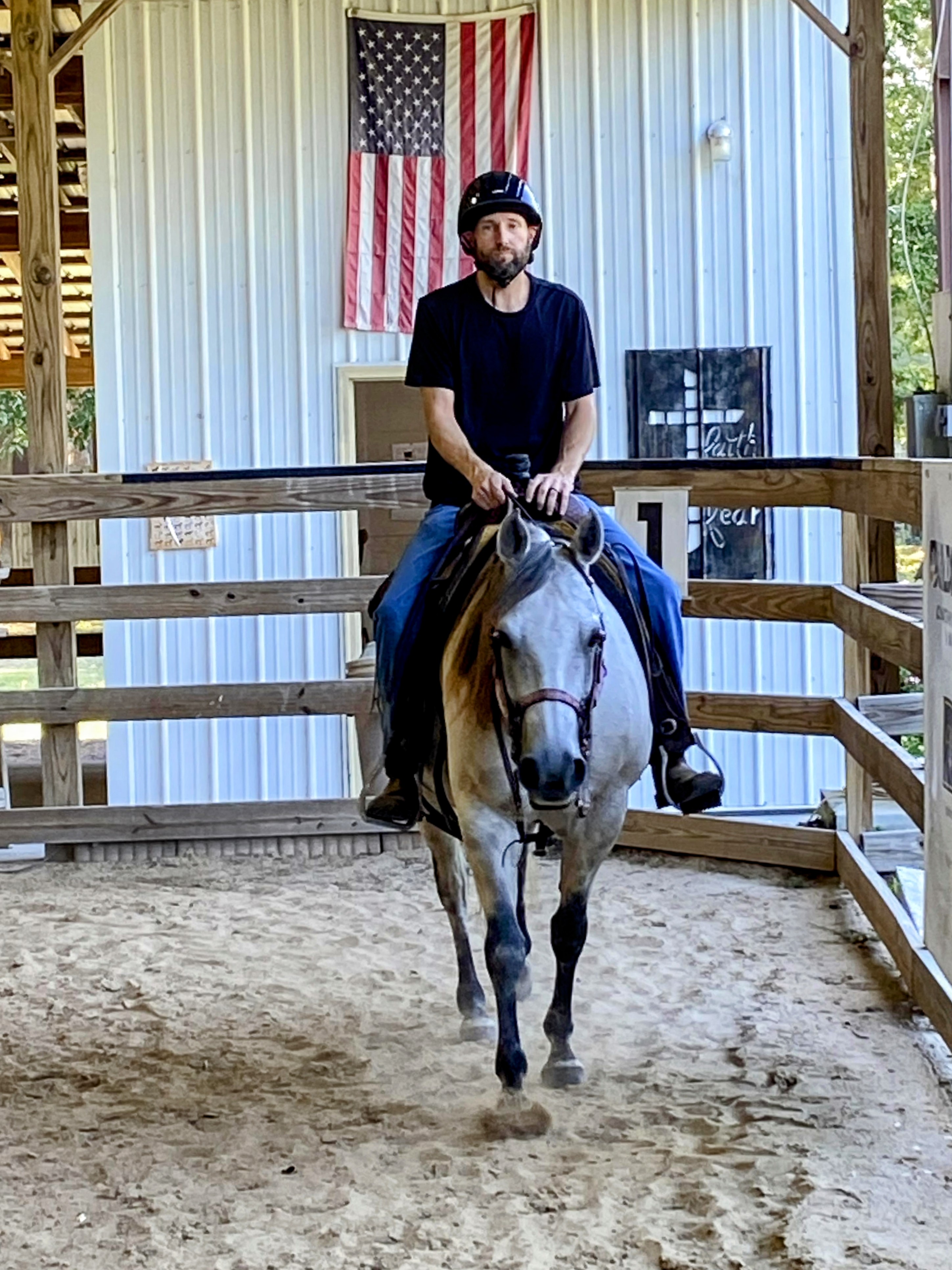 Veteran riding a horse at Faith Equestrian Therapeutic Center