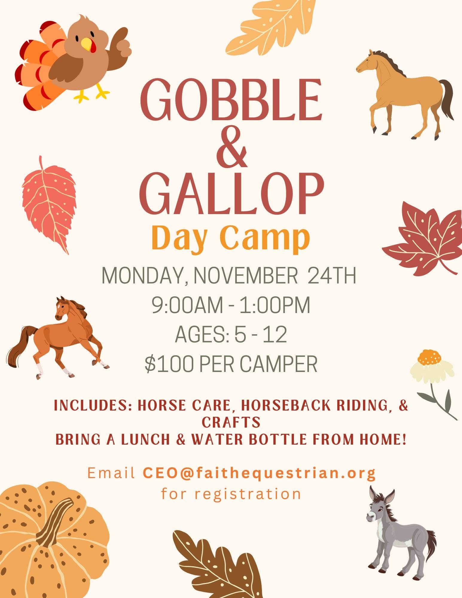 Gobble & Gallop Day Camp Flyer