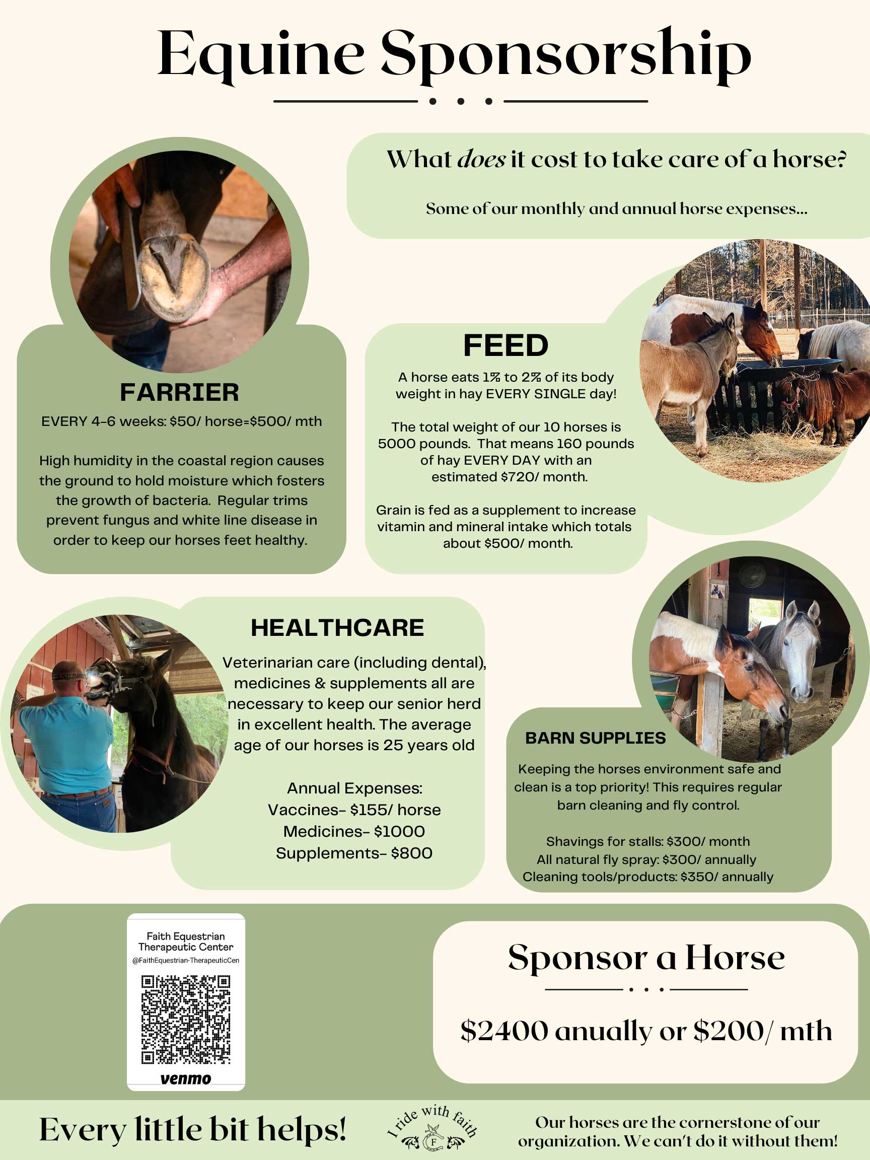 Horse Sponsorship Flyer with link to Venmo pay link