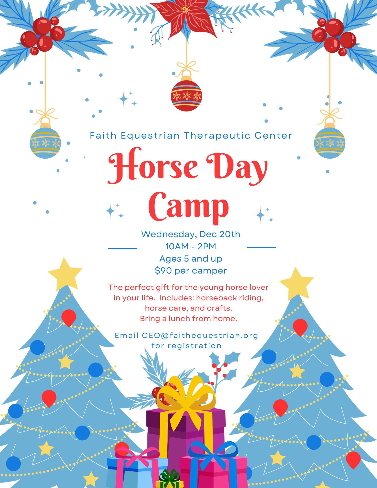 Horse Day Camp Flyer with link to PDF