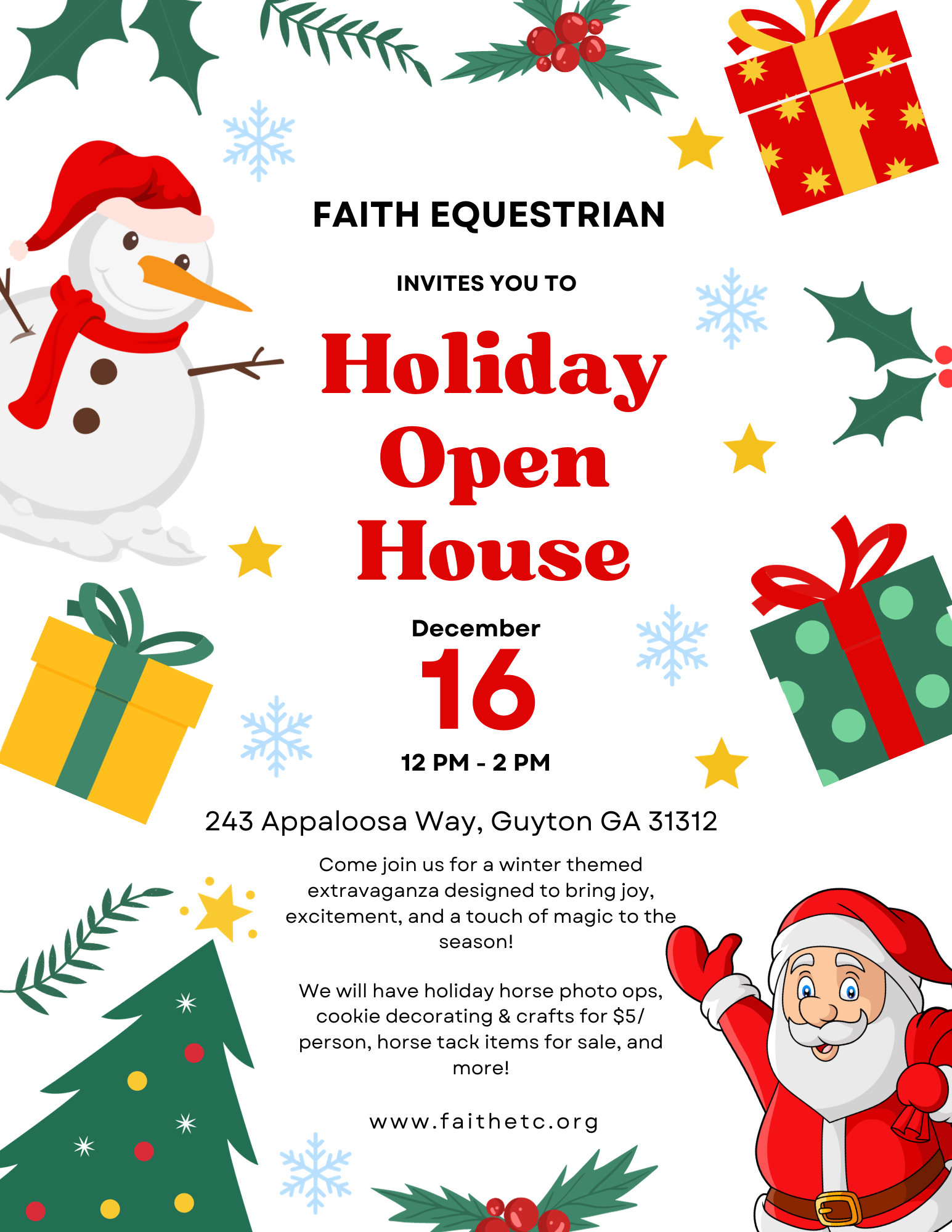 Holiday Open House Flyer with link to pdf